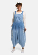 'Sky' Dungarees – premium denim, ombre & patch details