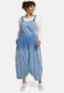 'Sky' Dungarees – premium denim, ombre & patch details