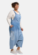 'Sky' Dungarees – premium denim, ombre & patch details